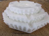 QTY 3) MILK GLASS ASH TRAYS