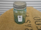 ANTIQUE GREEN PINT MASON JAR W/ ZINC LID