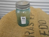 ANTIQUE GREEN PINT MASON JAR W/ ZINC LID