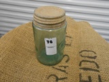 ANTIQUE GREEN PINT MASON JAR W/ ZINC LID