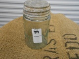ANTIQUE GREEN PINT MASON JAR W/ ZINC LID