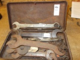 METAL BOX OF ASSORTED WRENCHES