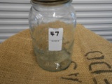 ANTIQUE GREEN QUART MASON JAR W/ ZINC LID