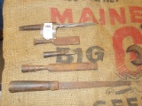 QTY 5), 4)CHISELS, 1)REAMER