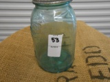 ANTIQUE GREEN QUART MASON JAR W/ ZINC LID