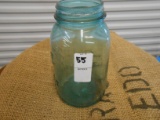ANTIQUE GREEN QUART MASON JAR W/ NO LID