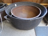 QTY 2) CAST IRON LARGE POTS