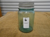 ANTIQUE GREEN PINT MASON JAR W/ ZINC LID