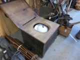 WOODEN PORTABLE POTTY W/ POT & LID