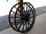 QTY 2) AMISH REAR WAGON WHEELS