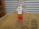 QTY 1) MAPLE FARMS ALL STAR DAIRY QUART GLASS MILK JAR