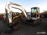 BOBCAT 442 EXCAVATOR HYDRAULIC THUMB, RUBBER TRACKS, C / H / A, SERIAL #528911289, 2568HRS, TAG #885