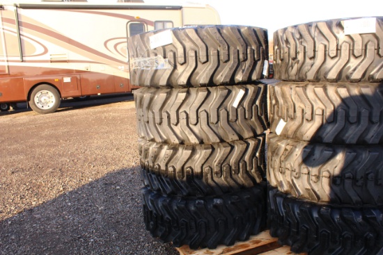 UNUSED QTY 4) 12-16.5 SKID STEER TIRES SKS332, TAG #8499