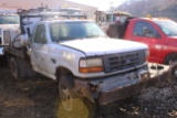 1997 FORD F-350 TRUCK POWERSTROKE DSL, FLATBED, 4WD, NEED REPAIR, VIN #1FTNF21F42EA92996