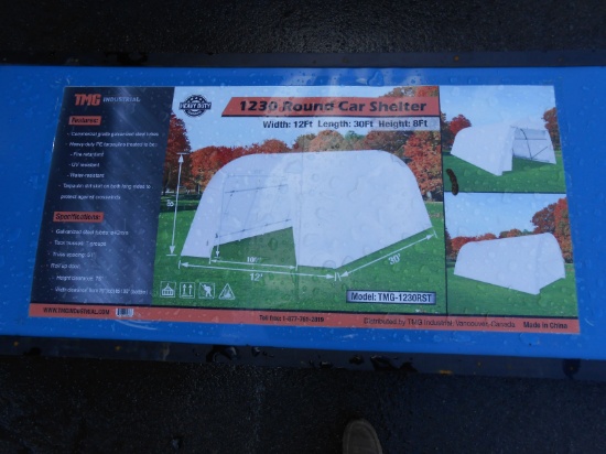 12FT X 30FT ROUND CAR SHELTER TAG #3800