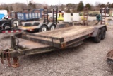 18FT PINTLE HITCH EQUIPMENT TRAILER W/ RAMPS, *NO TITLE*, TAG #3704