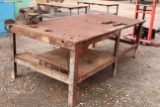 STEEL WORK TABLE W/ MOUNTED VICE TAG #3878