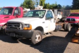 1999 FORD F-550 CAB AND CHASSIS TRUCK DIESEL ENGINE, AUTO TRANS, 2WD, 16' OF FRAME BEHIND CAB, 166,0