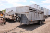 16' WIL-RO STEEL GOOSENECK CATTLE TRAILER 1983 MODEL, REAR SWING DOOR W/ CUT GATE, 6 LUG AXLES, * NO