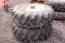 16.9 X 28 TIRES ON RIMS & CENTERS OFF OF A FORD TRACTOR, TAG# 9155