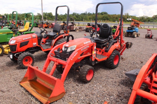 KUBOTA BX23S 4WD COMPACT TRACTOR W/ LOADER AND KUBOTA BT603 BACKHOE ON REAR, ROLL BAR, HYDROSTATIC T