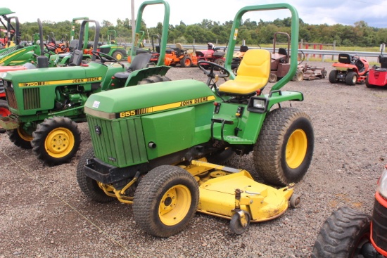 JOHN DEERE 855 4WD LAWN TRACTOR DSL,P/S, OROPS, 72" BELLY MOWER, 3PT HITCH, PTO, SHOWING 1733 HRS, S