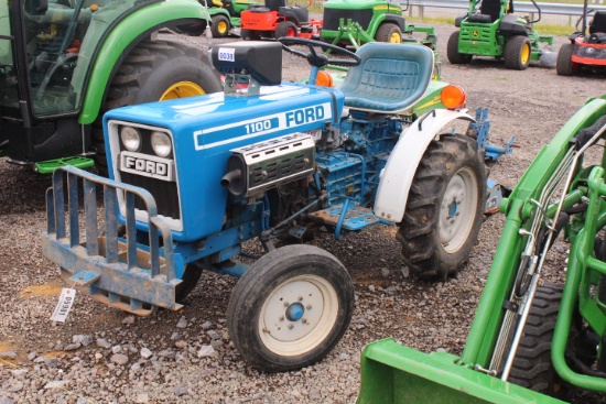 FORD 1100 2WD TRACTOR 3PT HITCH, PTO, W/ CONTINENTAL KTR-48 BELLY MOWER, SHOWING 838 HRS, S/N# 13136