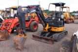 JOHN DEERE 27D MINI EXCAVATOR OROPS, FRONT BLADE, AUX HYDRAULICS, SHOWING 1951 HRS, S/N# 1FF027DXTA0