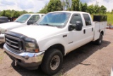 2002 FORD F-250 TRUCK CREW CAB, 4X4, SERVICE BODY, 7.3 DSL POWERSTROKE, AUTO TRANS, SHOWING 498,062