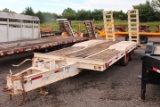 1986 BUTLER DUAL TANDEM PINTLE HITCH TRAILER 16' BED WITH 4' DOVE TAIL AND FOLD DOWN RAMPS, ELECTRIC