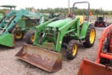 JOHN DEERE 4400 TRACTOR 4X4, LDR W/ BUCKET, SYNC REVERSER SHUTTLE SHIFT TRANS, 3 PT HITCH, SHOWING 2