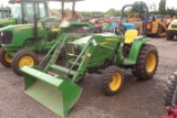 JD 3038E 4WD, W/LOADER, HYDRO TRANS, ROLLBAR, 3PT HITCH PTO, SHOWING 413 HRS, TAG# 10139