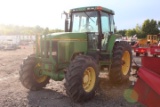 JOHN DEERE 7700 CAB 4WD TRACTOR 3 REMOTES, REAR WHEEL WEIGHTS, S/N# RW7700P008564, SHOWING 9513 HRS