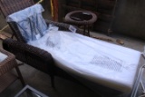 QTY 1) OUTDOOR WICKER CHAISE LOUNGE W/ CUSHIONS