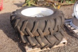 SET OF 13.6 X 28 REAR TRACTOR TIRE & RIMS