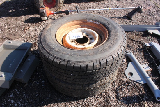 SET OF 2) 16.5" WHEELS & TIRES, 8 LUG