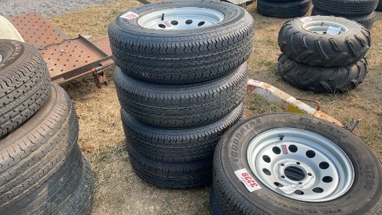 QTY4) 205/75/R14 TRAILER TIRES ON 5 LUG RIMS