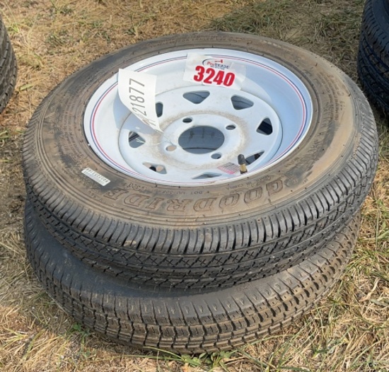 QTY 2) 4.80X12 TRAILER TIRES ON 4 LUG RIMS