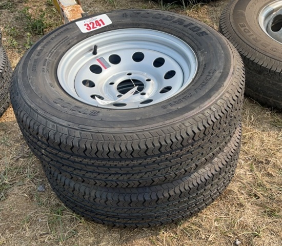 QTY 2) 205/75/R14 TRAILER TIRES ON 5 LUG RIMS
