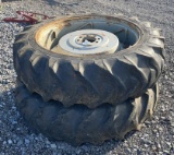 QTY 2) 38 MASSEY FERGUSON TRACTOR TIRES AND WHEELS