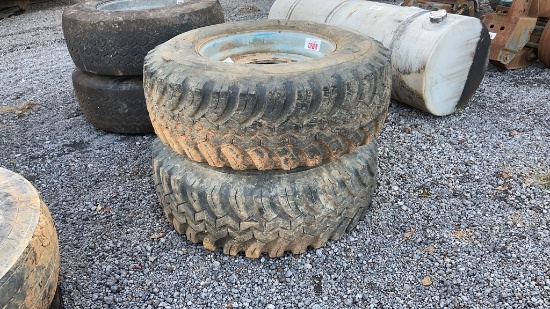 QTY 2) 15-22.5 TIRES ON 10 LUG RIMS