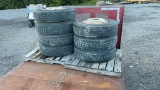 QTY 8) 22.5 TIRES ON 10 LUG RIMS