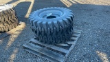 QTY 2) 12.5/80-18 TRACTOR TIRES ON 8 LUG RIMS