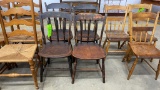 4 PRIMITIVE 1800'S WINDSOR TYPE CHAIRS