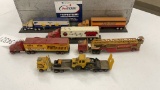 QTY 6) VINTAGE LOT OF TRUCK AND TRAILER TOYS
