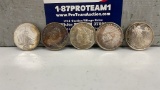QTY 5) DIFFERENT .999 SILVER ROUNDS