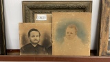 QTY 2) ANTIQUE PICTURES WITH ANTIQUE PICTURE FRAME