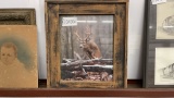 DEER PICTURE WITH WOOD PICTURE FRAME