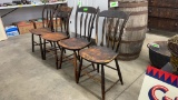 4 PRIMITIVE 1800'S WINDSOR TYPE CHAIRS