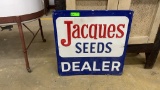 SINGLE SIDED JACQUES SEED DEALER METAL SIGN